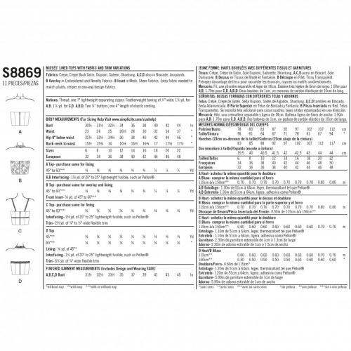 Simplicity Sewing Pattern 8869, Tops for Women, R5 (14-16-18-20-22) - Intermediate