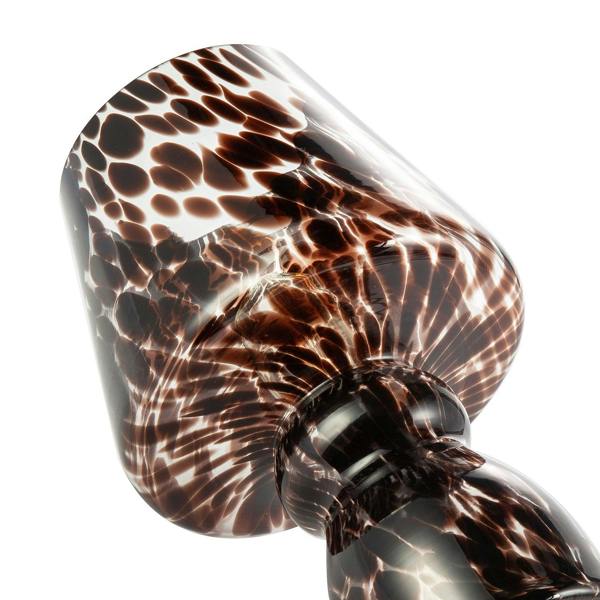 Clear Glass Mushroom Table Lamp with Brown Speckle Snowflake Pattern Image 5