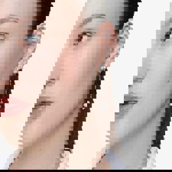 Swarovski Una Rhodium Plated Round White Crystal Drop Earrings 5732273