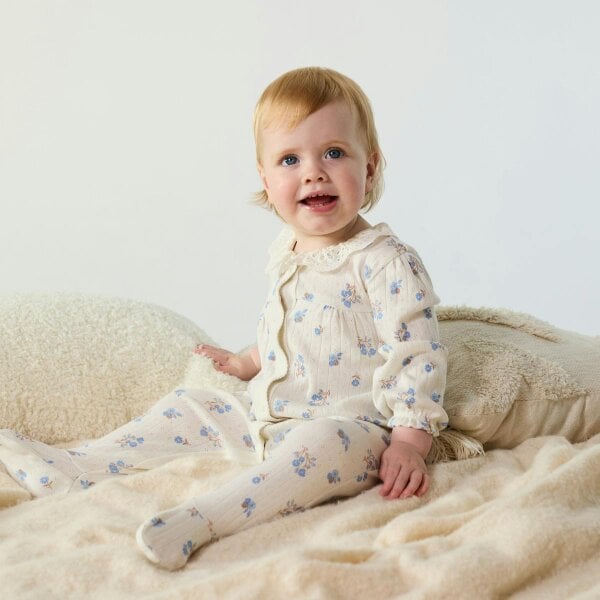 Mini Cuddles Floral-Print Sleepsuit (White)