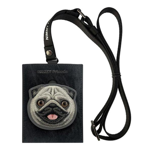 Nimmy Friends Nimmy Big Eye Cute Pet Pug Dog Face Card Sleeve Holder Black - N-XDY-KT-09-A