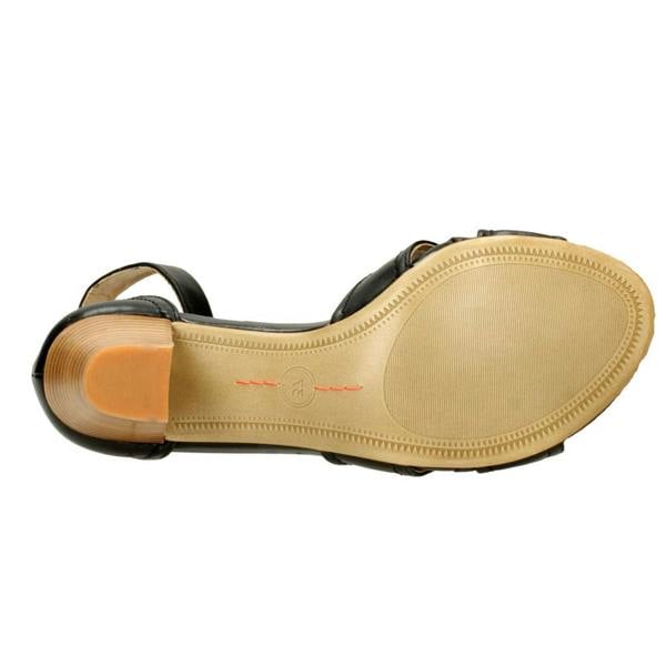 Spot On Ladies Spot On Heeled Ankle Strap Sandal with Stitched Vamp