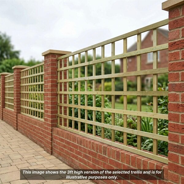 Premier Garden Supplies Standard Square Top Fence Panel Topper Garden Trellis 6ft x 1-5ft Flat Top Privacy Lattice Panels Fencing Pergola Patio - Wood - 3, 4 or 5 - 5 Pack Height: 0.5ft x Width: 6ft (182.8cm) x 5 Pack