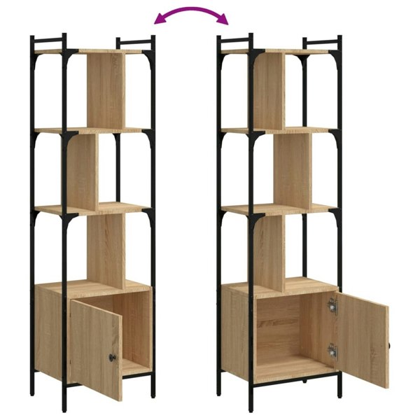 Berkfield Bookcase with Door Sonoma Oak 44.5x30x154.5 cm Engineered Wood