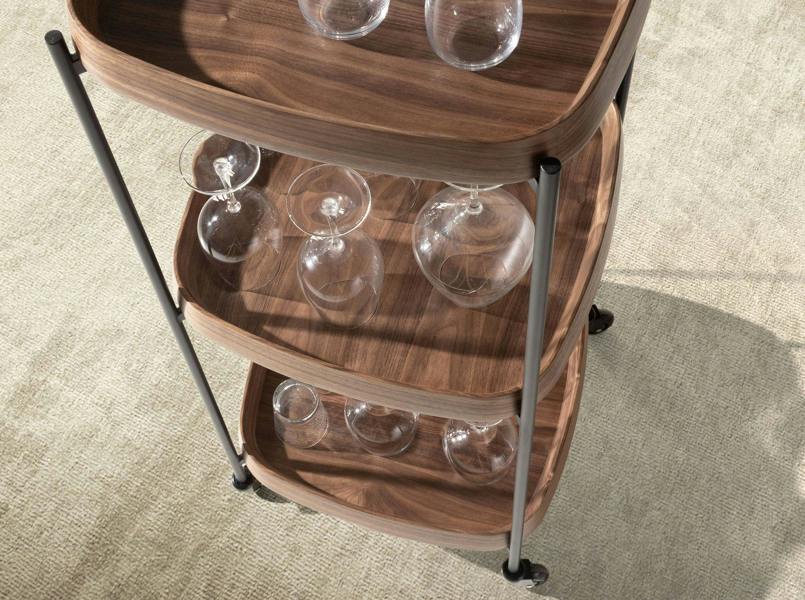 Angel Cerdá Walnut minibar trolley with black steel 3291