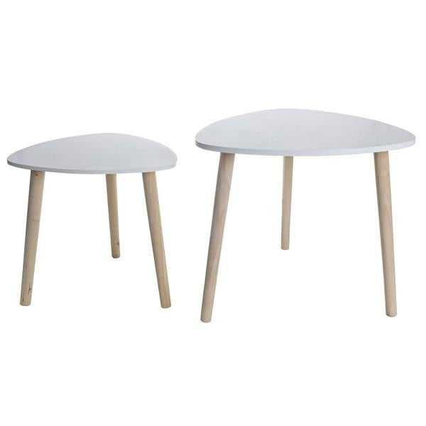 Gr8 Home Set Of 2 White Triangle Nesting Side Tables Wood Tea Coffee End Table Furniture