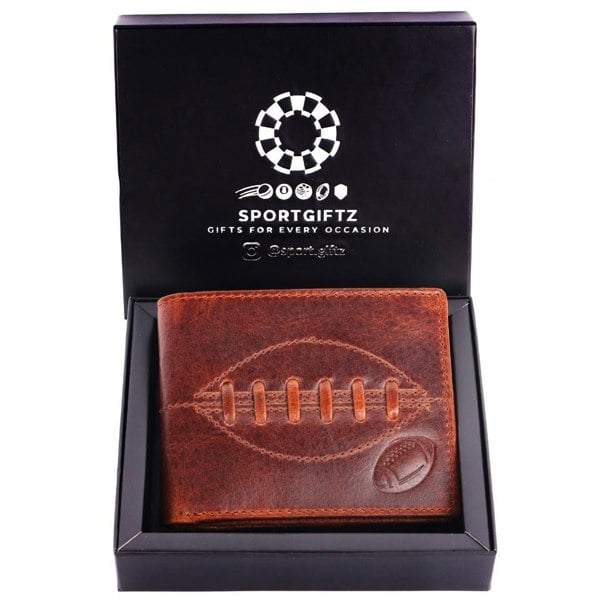 SPORTGIFTZ - Buffalo Leather Rugby Wallet | RFID Protection | 7 Card Slots | Coin Pouch & ID Holder | Rugby Fan Accessory