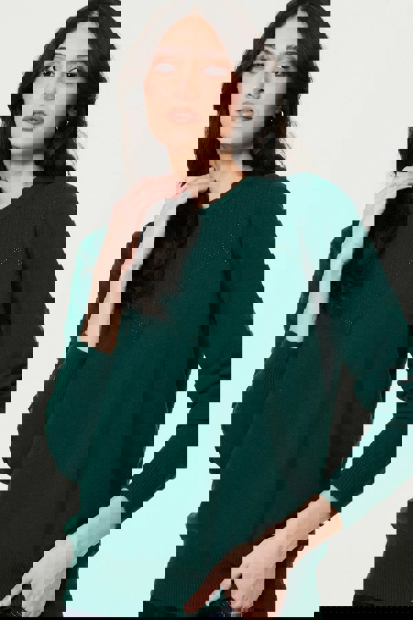 Green | Textured Knit Slim Fit Jumper
