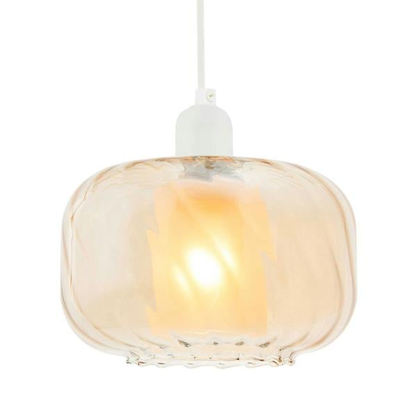 Amber Champagne Pendant Light Shade with Rippled Rim and Inner Shade Image 1