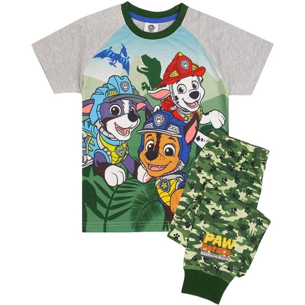 Paw Patrol Boys Roar-Some Rescue Dinosaur Pyjama Set - Green/Grey