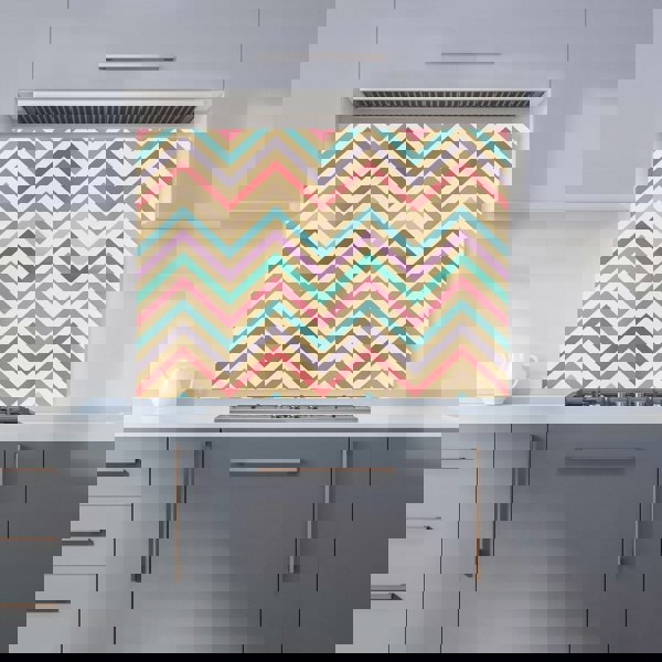 Warren Reed - Designer Geometric Vintage Colored Chevron Pattern Kitchen Splashback