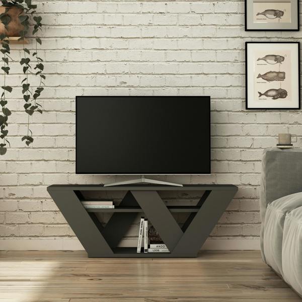 Decortie Pipralla Modern TV Stand Unit with Shelves for Up to 43" TVs 110cm