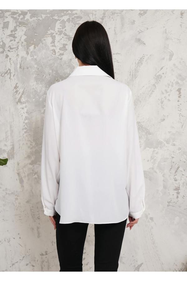 Hoxton Gal Oversized Frill Detailed Long Sleeves Blouse Shirt in White