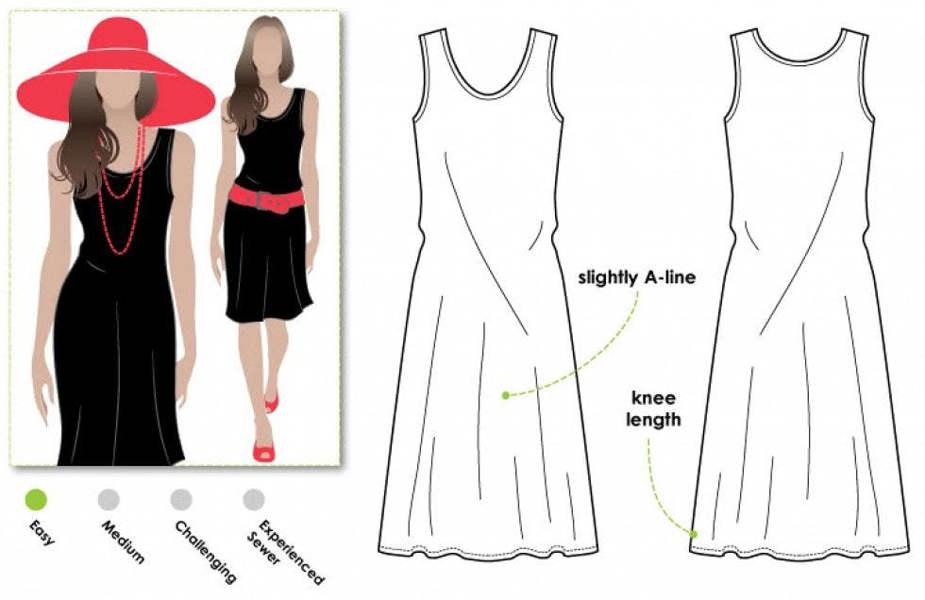 Style Arc Sewing Pattern Kim Knit Dress - Dresses for Women - Easy