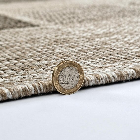 Non-Slip Beige Brown Rug Flat Weave Checkered Kitchen Dining Room Living Room Area Mat