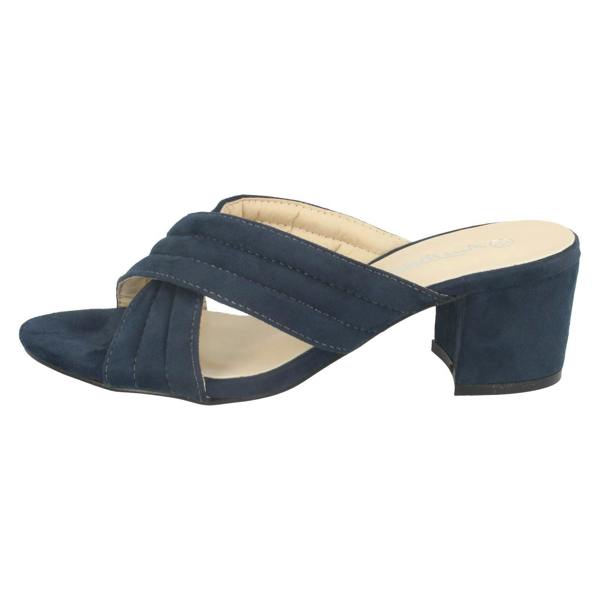 Anne Michelle Ladies Anne Michelle Mid Heel X Strap Vamp Mule Sandals