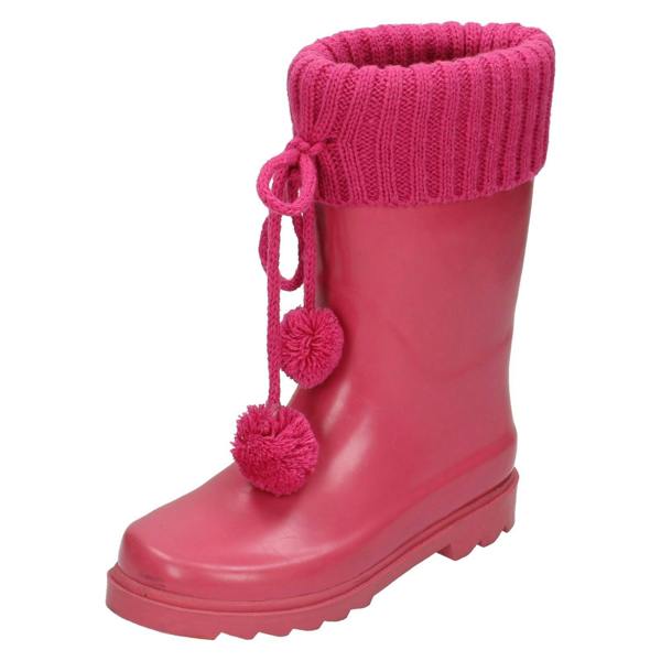 Spot On Girls Spot On Knitted Collar Wellington Boots