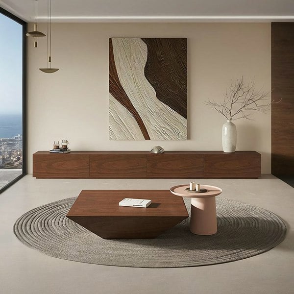 Lavone Coffee Table With TV Stand Set, Walnut-Ritconcept-Rit Concept