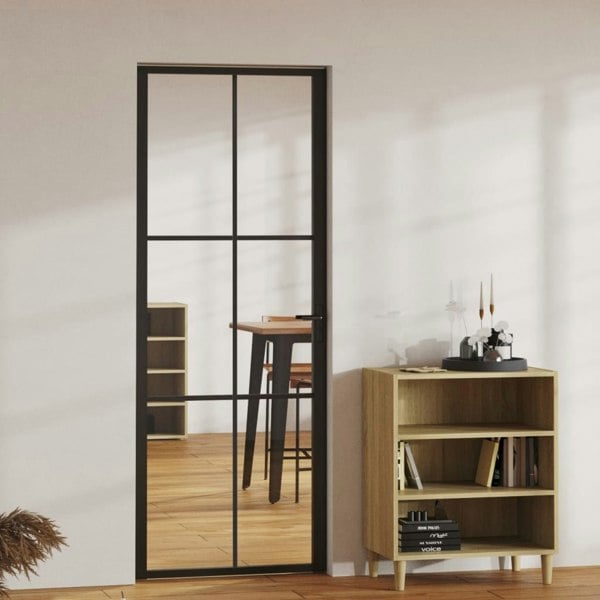 Berkfield Interior Door ESG Glass and Aluminium 76x201.5 cm Black
