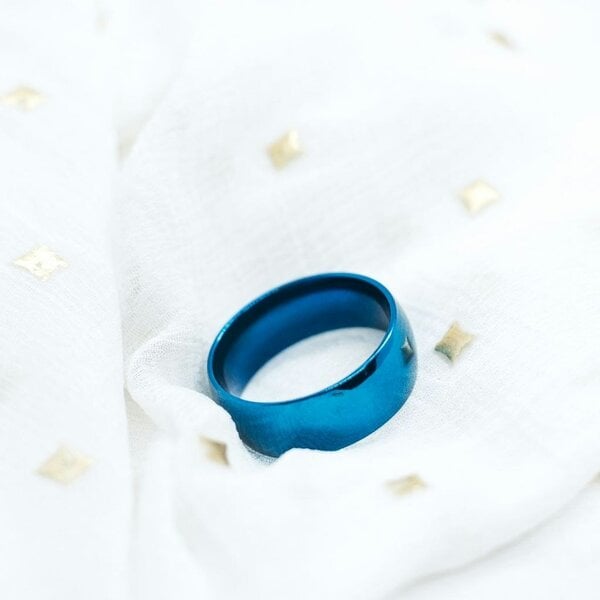The Colourful Aura 8mm Mens Blue Silver Black Tungsten Engagement Band Ring