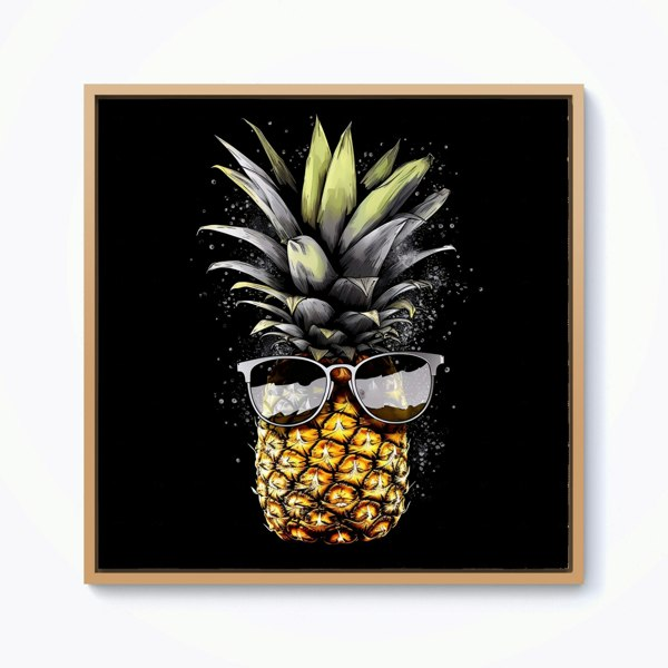 Warren Reed Splash Art Pineapple In Glasses Framed Canvas