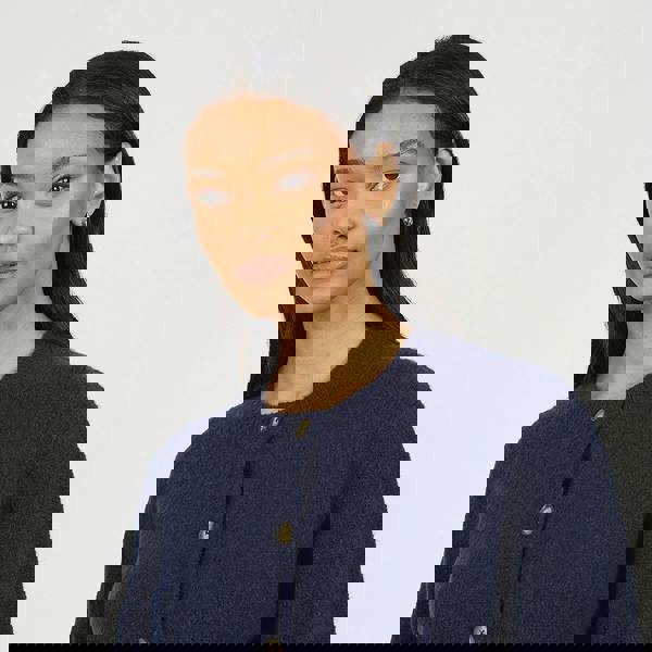 Brave Soul Navy Round Neck Jersey Knit Cardigan - Navy Image 4