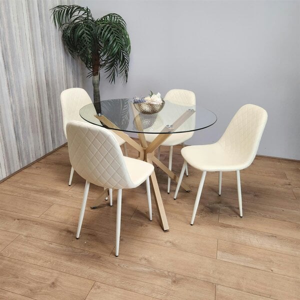 Kosy Koala Forest Round Glass Table + 4 cream gem