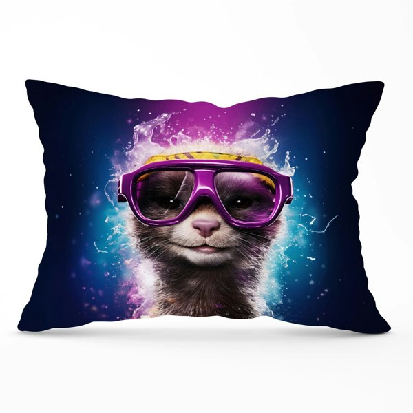 Warren Reed Splashart Ferret Purple Cushions