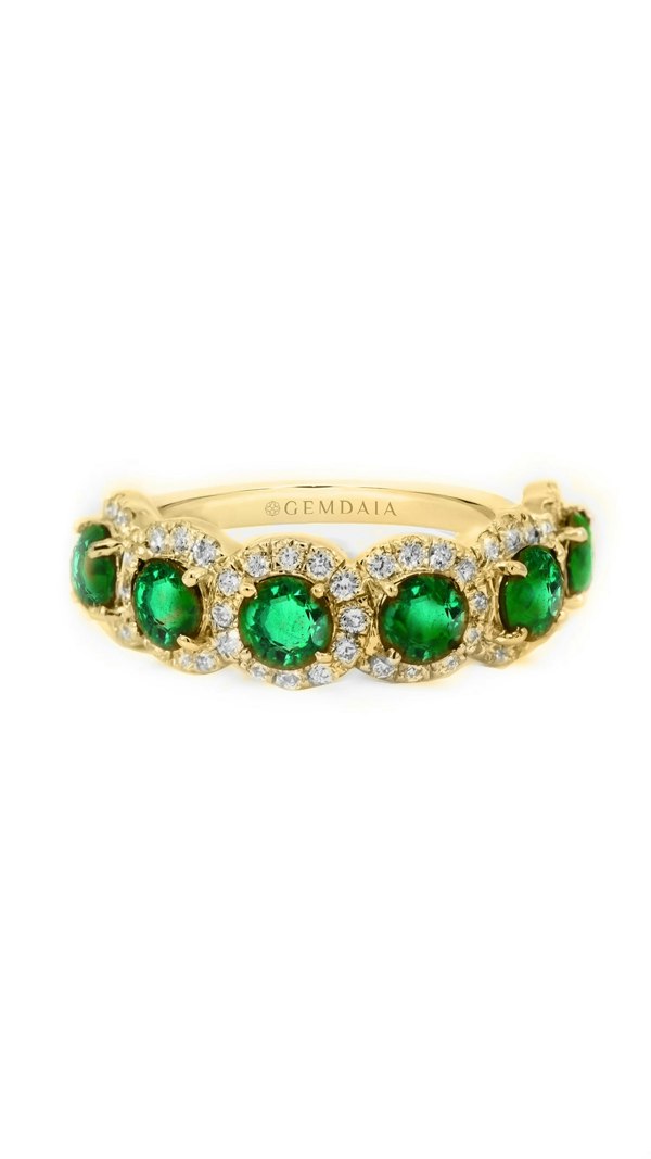 Gemdaia Stellar Medley Ring: Emerald & Diamonds