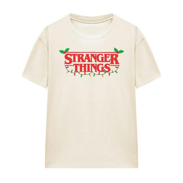 Stranger Things Womens/Ladies Logo Christmas T-Shirt - Natural