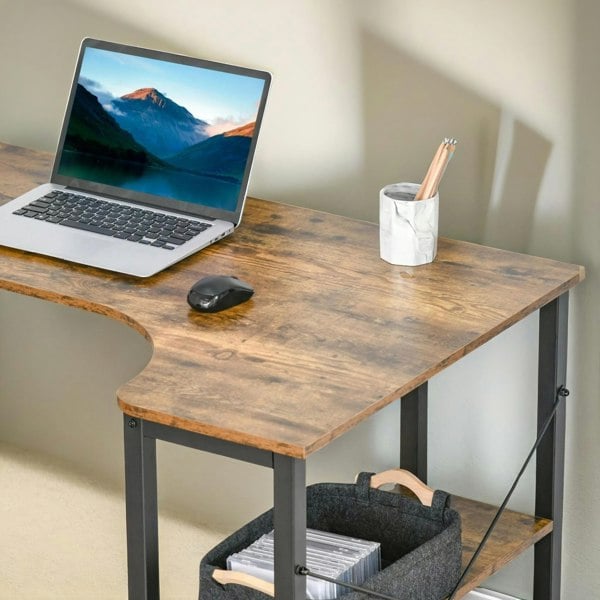 Rafaelo Mobilia Indusrial Computer Desk With 2 Shelves Rustic Brown