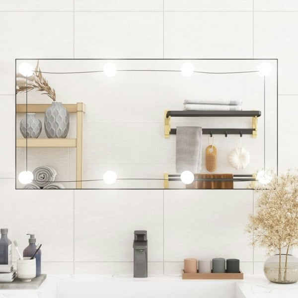 Berkfield Wall Mirror with LED Lights 40x80 cm Glass Rectangle