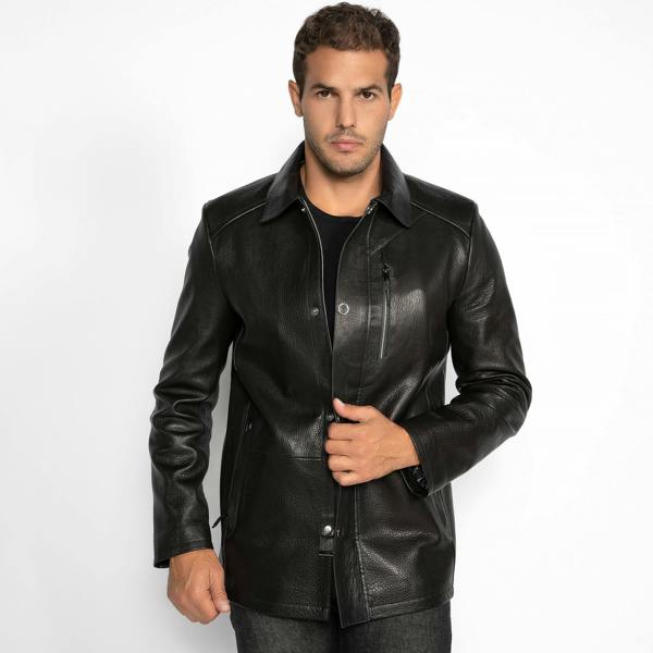 The Commander Leather Field Jacket - Premium Men's Patterned Shirt by Claudio Lugli | Bold Design, Tailored Fit, Best Printed Shirts