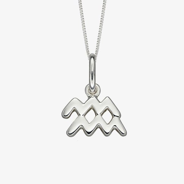 T. H. Baker Sterling Silver Aquarius Zodiac Sign Pendant Necklace P4998