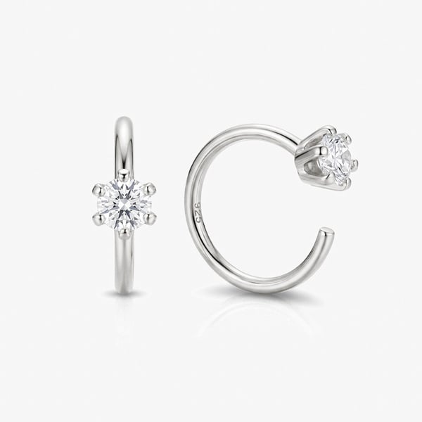 MUCHV Dainty Threader Hoop Earrings With Cubic Zirconia Stone