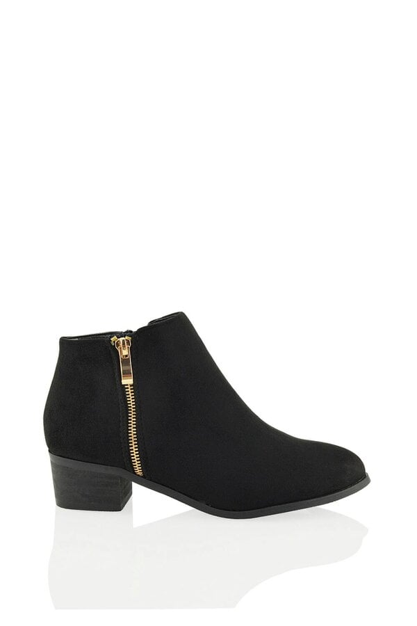 XY LONDON Low Heel Zip Up Western Ankle Boots