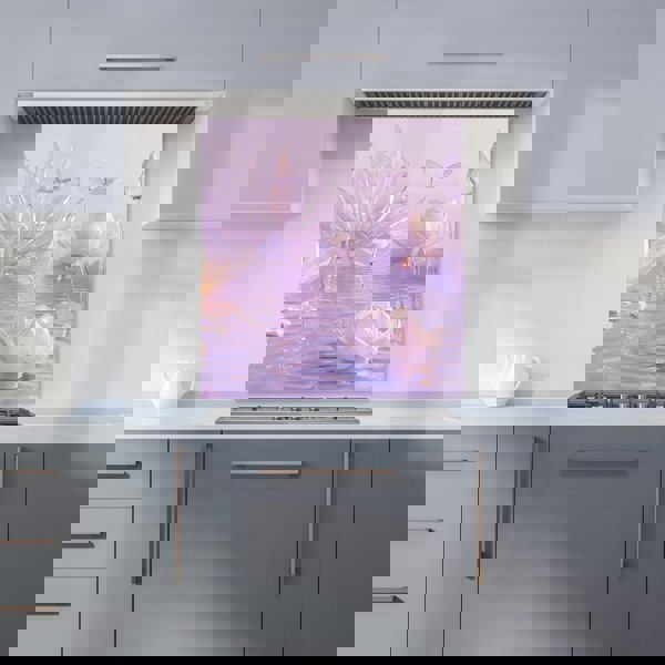 Warren Reed - Designer Mystical Waterlilies in Purple Twilight Kitchen Splashback