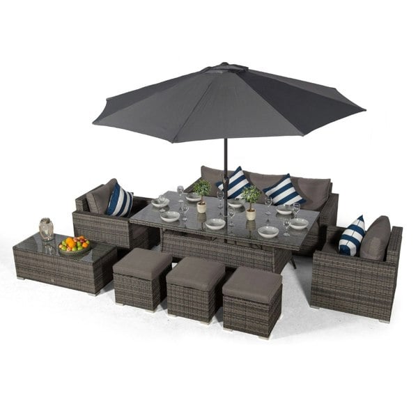 Giardino Sydney 8 Seater Conversation Dining Set With Coffee Table & 3 Stools
