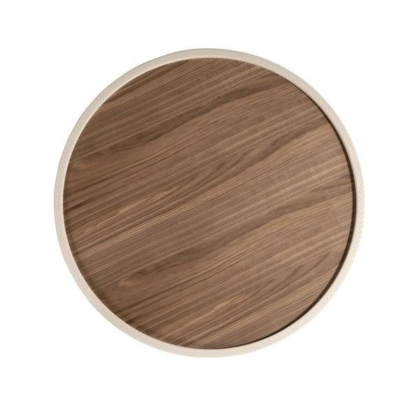 Angel Cerdá Round coffee table in walnut and wood upholstered in sand-coloured leatherette 2164