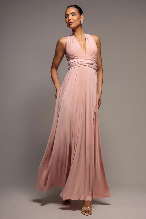 Multiway Tie-Up Maxi Dress - Blush Pink DR1186D