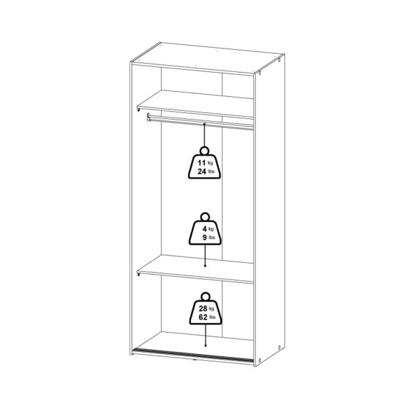 Wyld Haus Munich White Wooden Sliding Door Wardrobe 2 Doors 3 Shelves