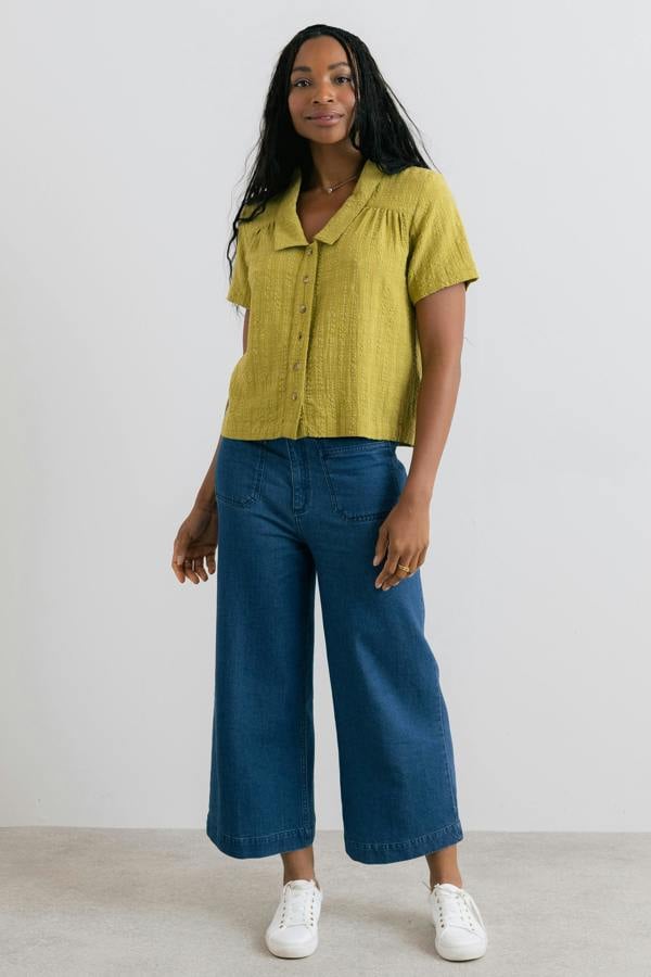 Lily & Me Lowlands Textured Seersucker Blouse Lime