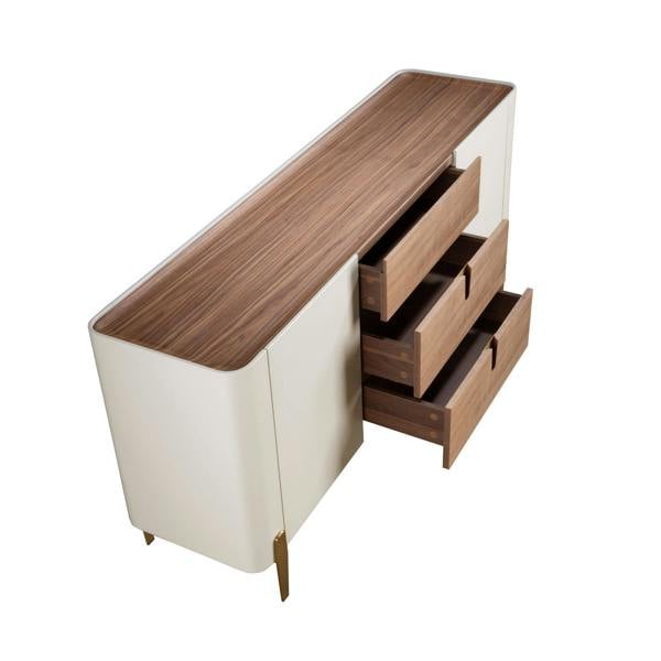 Angel Cerdá Sideboard walnut, beige, gilded polished steel and walnut top 3274