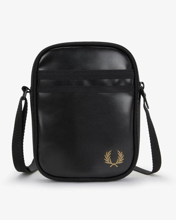 Fred Perry Mens Tonal Classic Small Side Bag - Black/Gold 774 | CHO | Designer Mens Bags