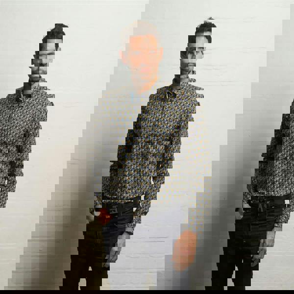 Gabicci G55W05 Long Sleeve Printed Woven Shirt Gabicci Classic BLACK