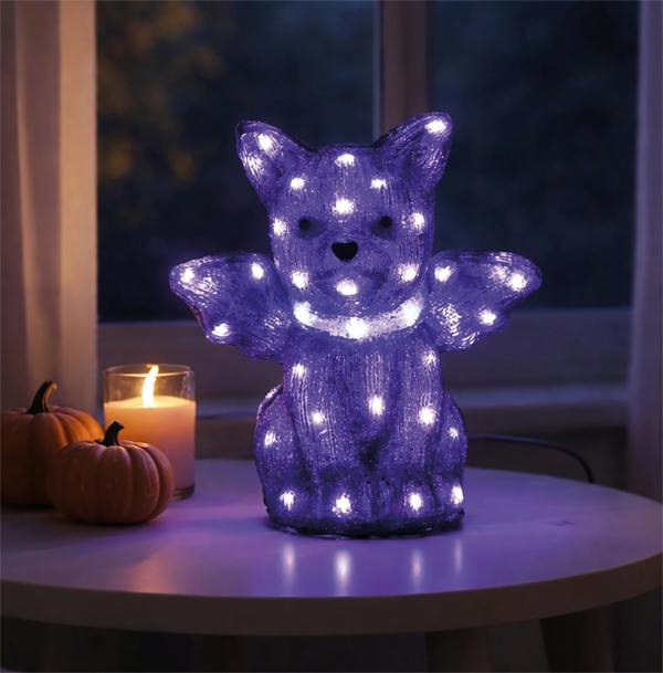 50L Purple LED Bat Outdoor Halloween Decoration with 5m Lead Cable BS IP20 Transformer Timer 6 18H