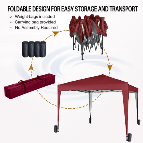 3x3m Pop up Gazebo Outdoor Patio Canopy Tent Red 3