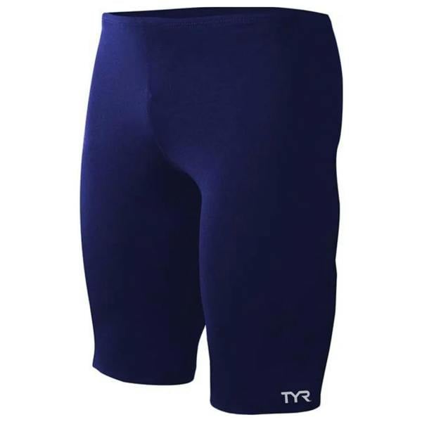 Sleek navy TYR Durafast Elite Solid Jammer with smooth fabric