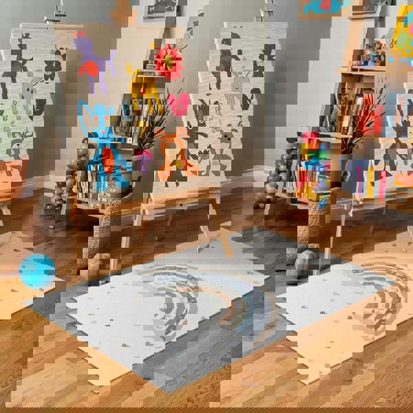 Livabliss Lillian-Kids Beige Orange Blue Green Washable Rug for Children's Rooms