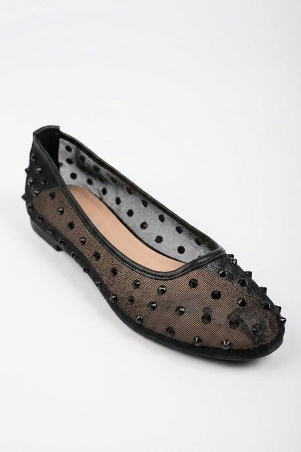 Saoirse Sheer Embellished Ballet Flats - Black